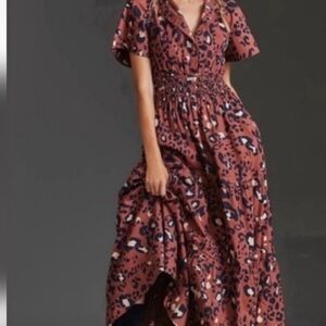 Maeve The Somerset Leopard Print Shortslet Tiered Maxi Dress